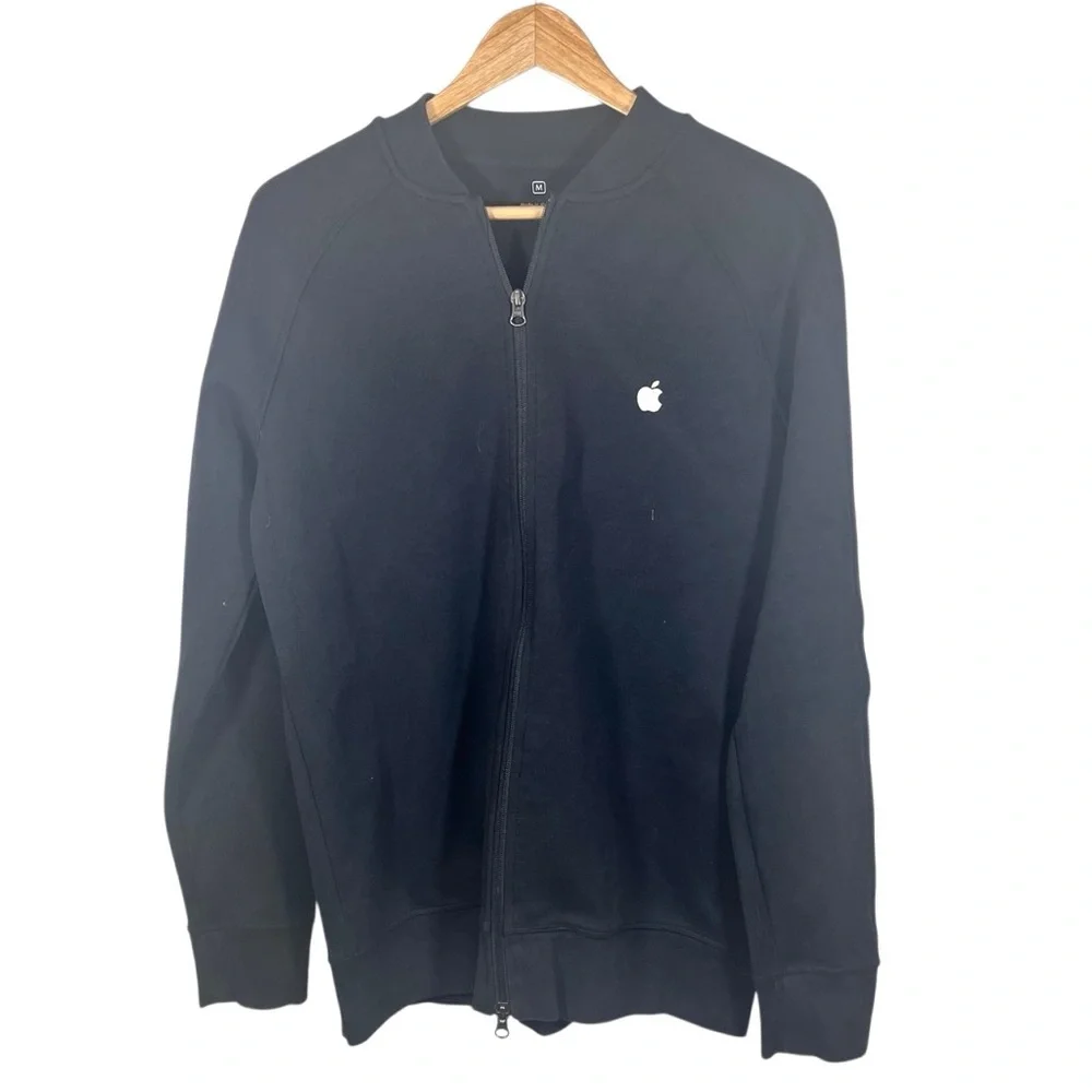 Apple Jacket Adult Medium Black Full Zip Store Employee Uniform Sweatshirt Logo